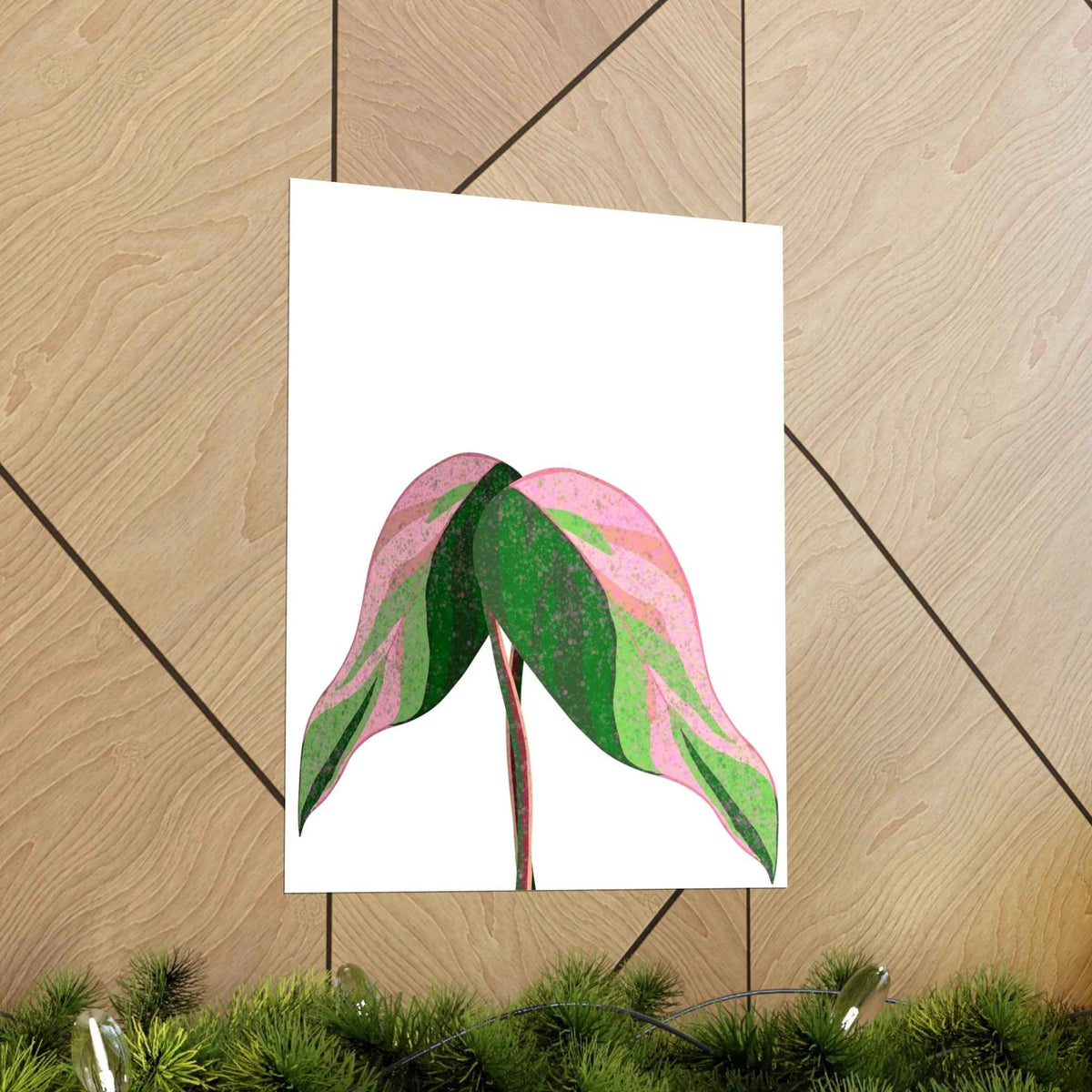 Pink Princess Philodendron Botanical Print – Unframed Wall Art