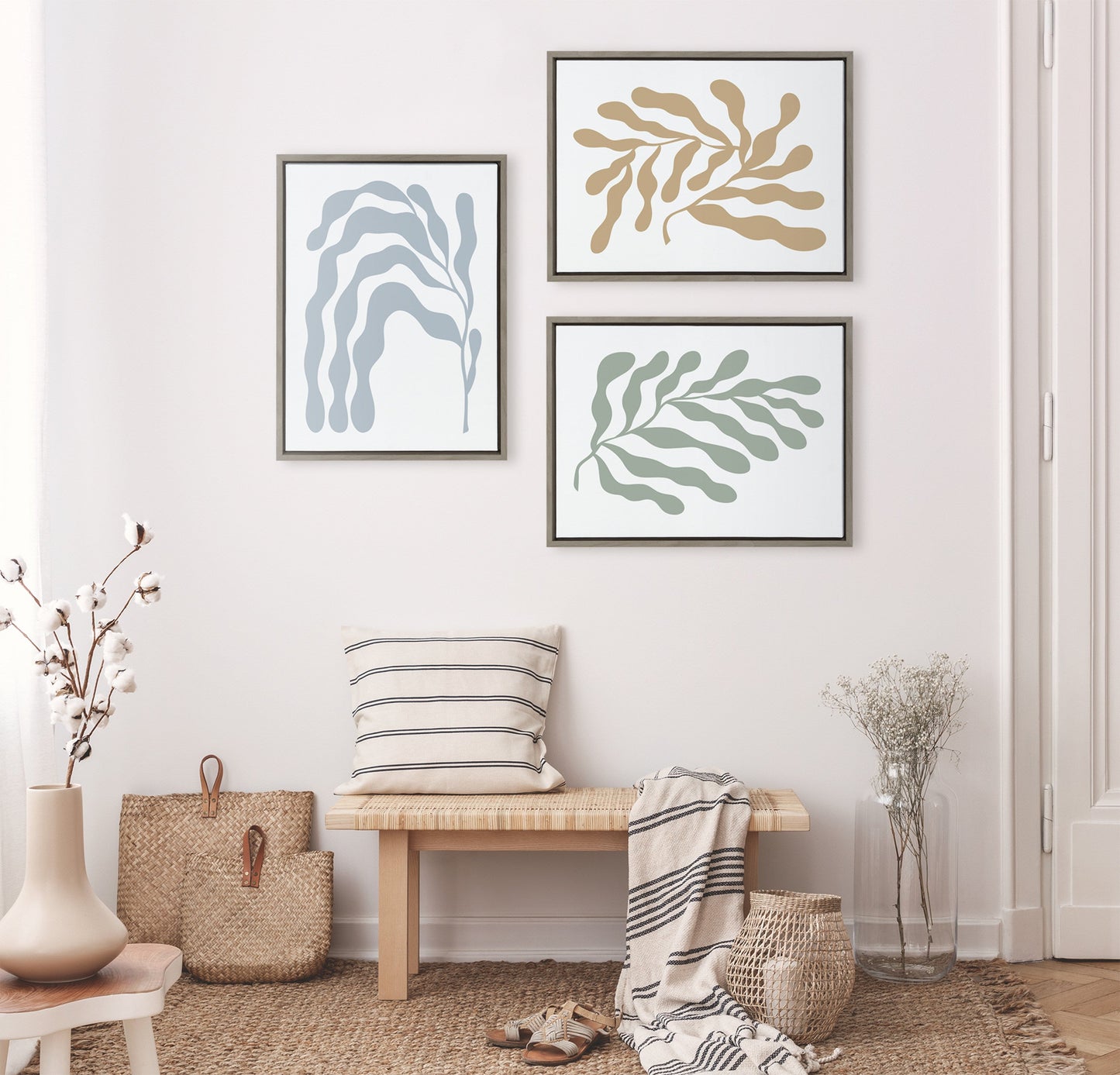 Matisse Inspired Abstract Botanicals Framed Canvas by The Creative Bunch Studio