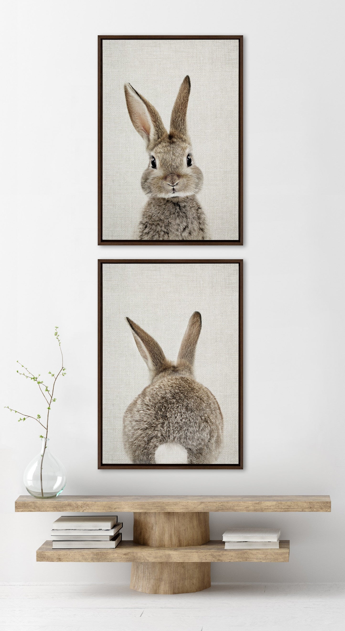 Sylvie Bunny Portrait and Bunny Tail Framed Canvas Art Set by Amy Peterson Art Studio