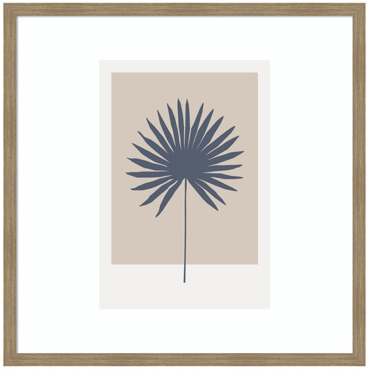Muted Tan and Blue Colorblock Botanical Palm by The Creative Bunch Studio Framed Wall Art Print