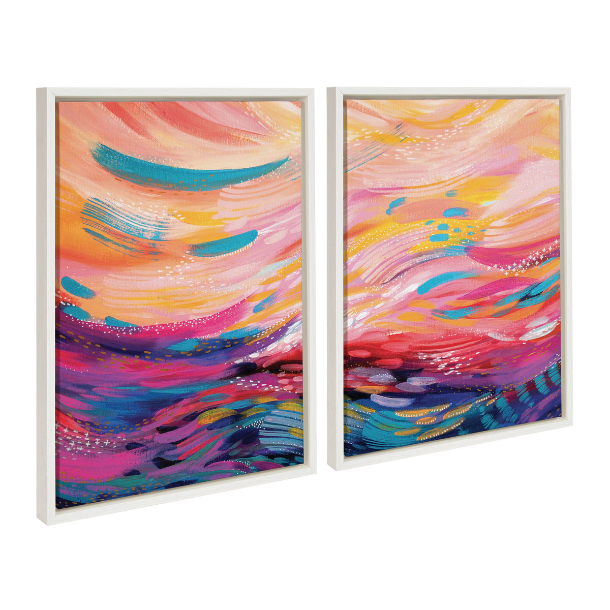 Sylvie Brush Strokes 90 Canvas Set by | 2-Piece Framed Diptych
