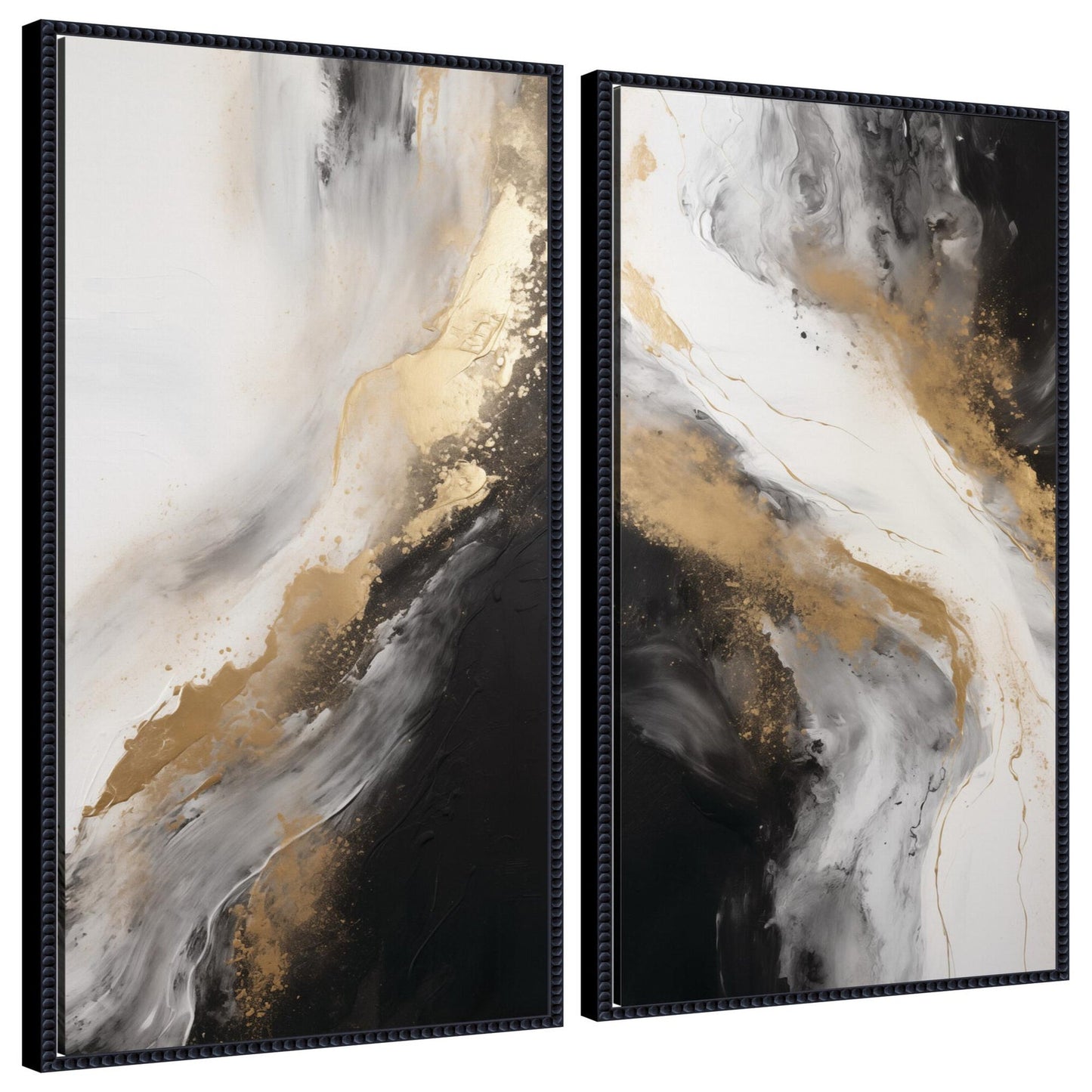 Limited Edition Luxe Drift 2 Piece Framed Canvas Wall Art Set by The Creative Bunch Studio