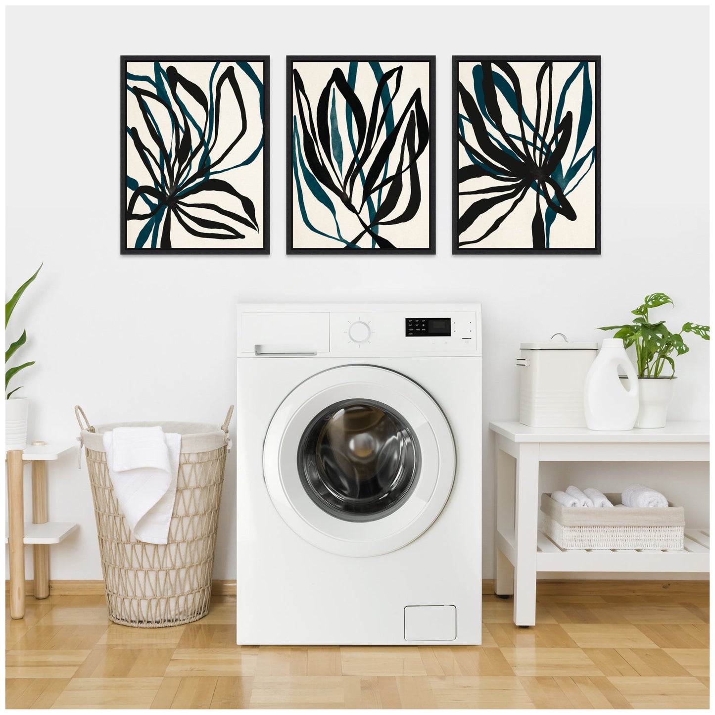 Modern Floral 1, 2 and 3 Framed Canvas Art Set by Alicia Bock