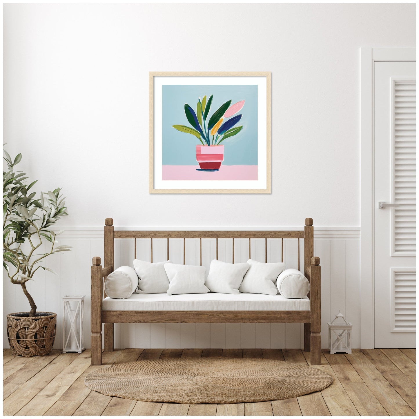 JRFA Studios | Playful Potted Plant Still Life Framed Wall Art by The Creative Bunch Studio