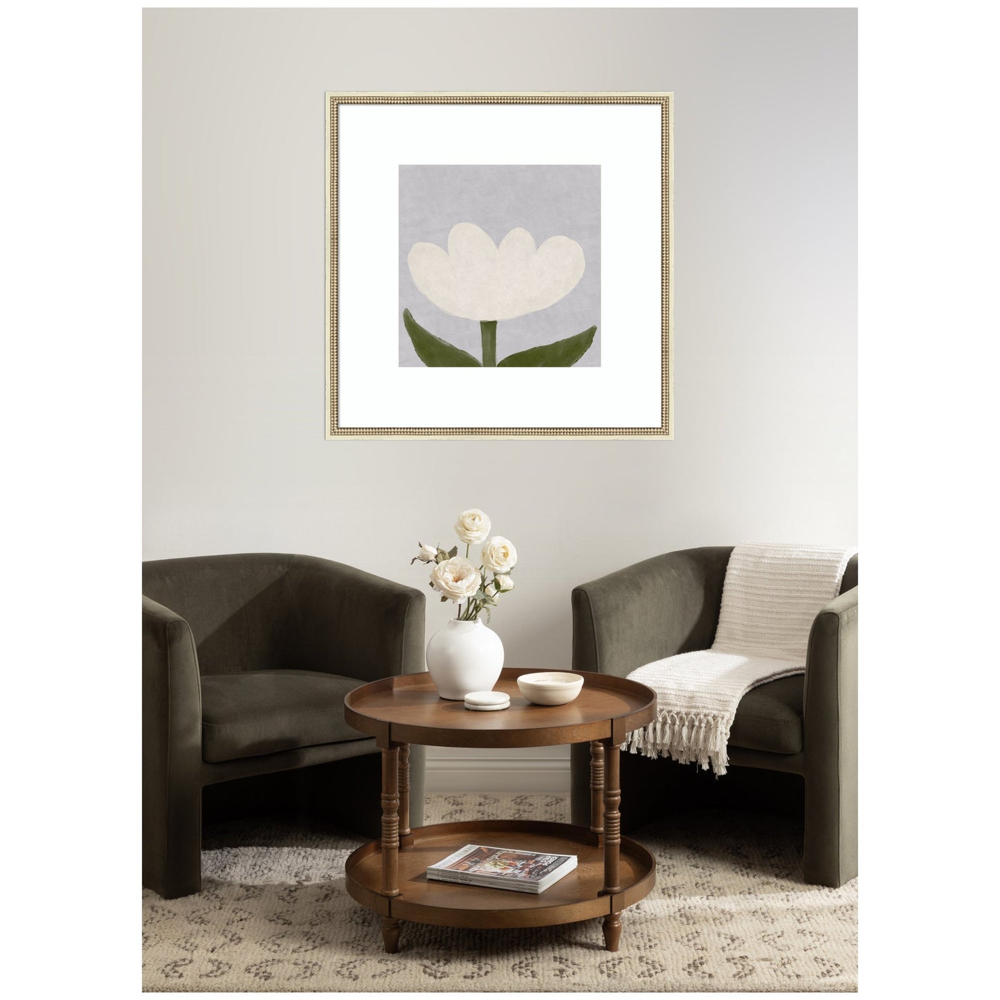 Limited Edition White Tulip by Gabrielly Guedes Framed Wall Art Print