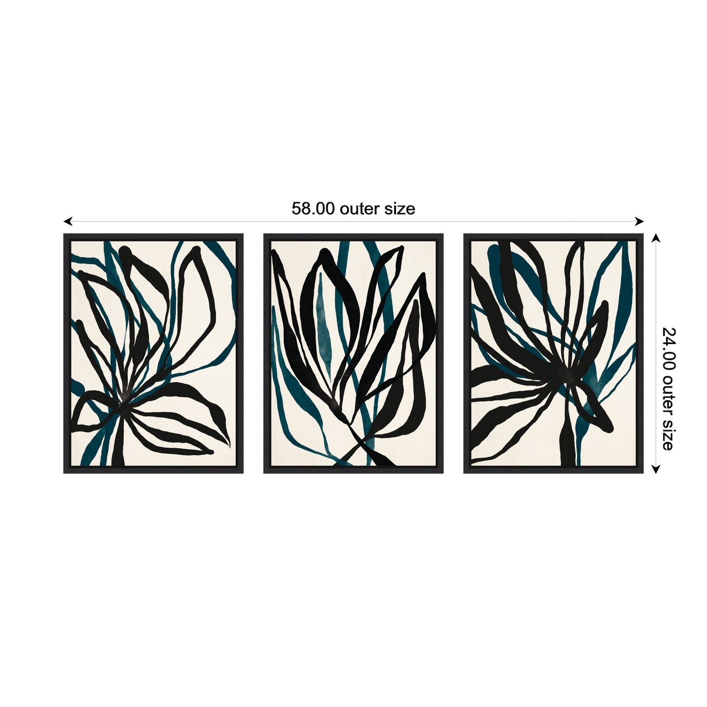 Modern Floral 1, 2 and 3 Framed Canvas Art Set by Alicia Bock
