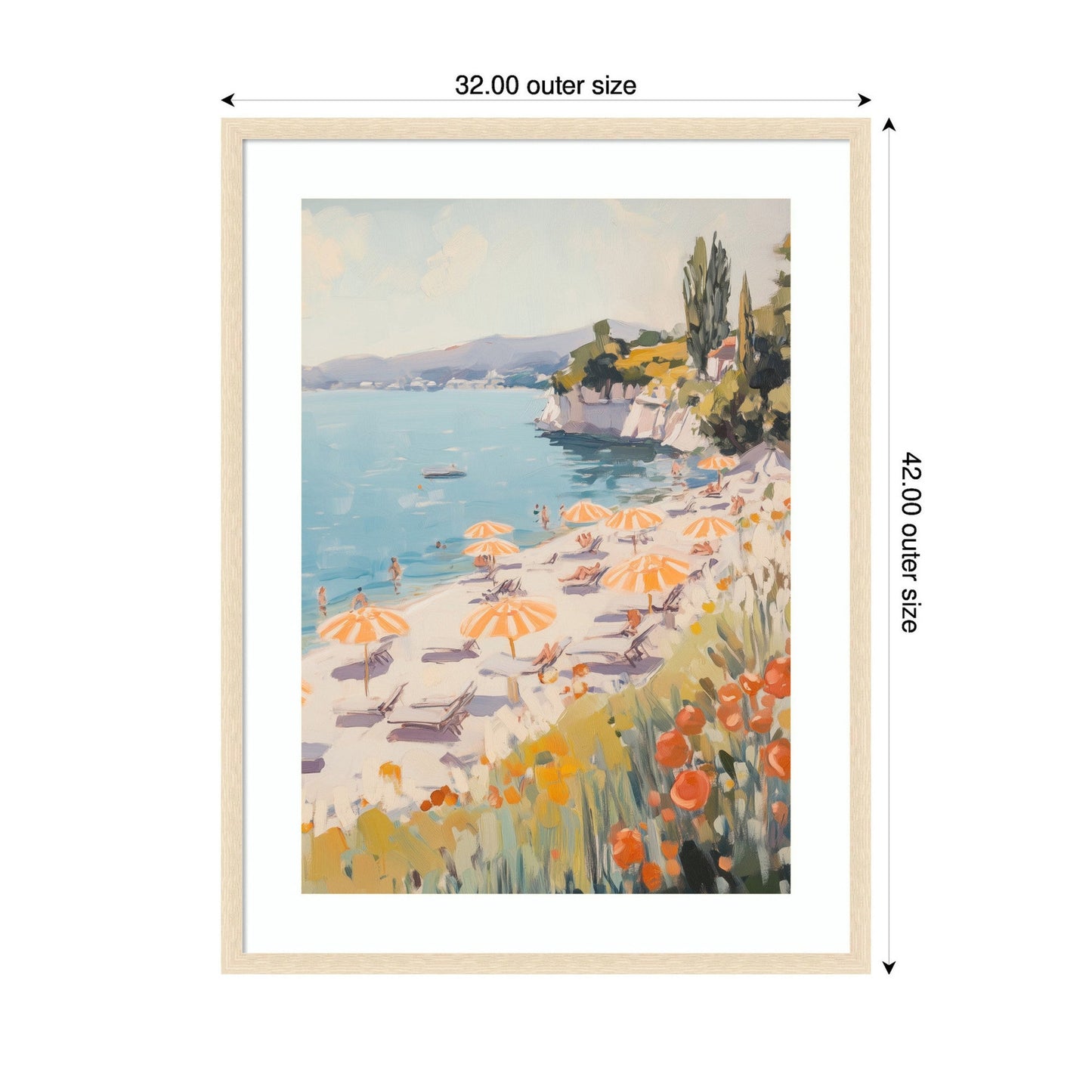 Sunny Beach Day by Melloi Art Prints Framed Wall Art Print