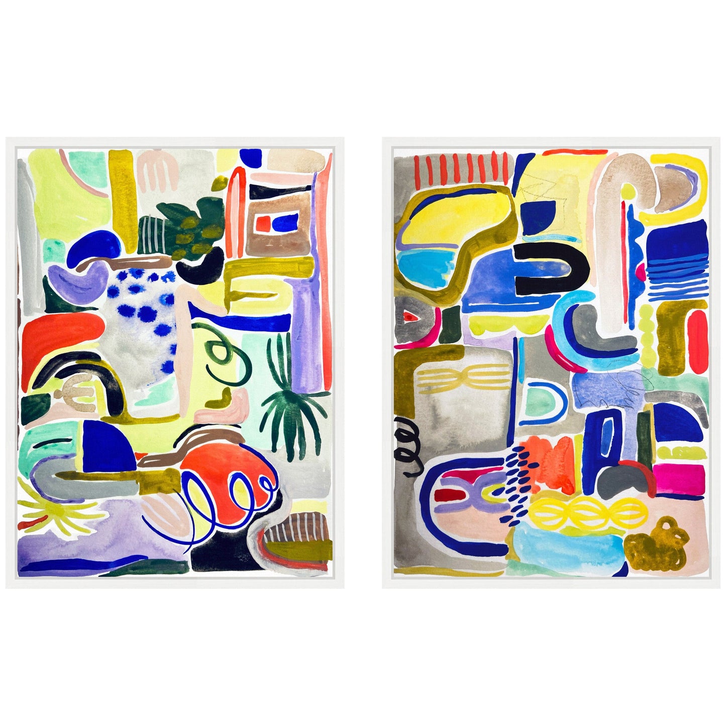 Sylvie Colorful Abstract 6 and 7 Framed Canvas Art Set by Emma Daisy