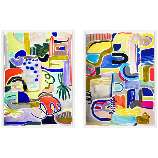 Sylvie Colorful Abstract 6 and 7 Framed Canvas Art Set by Emma Daisy