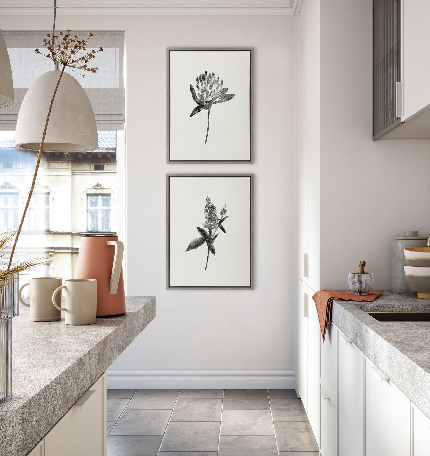 Sylvie Vintage Botanical 1 and 2 Framed Canvas by Teju Reval of SnazzyHues