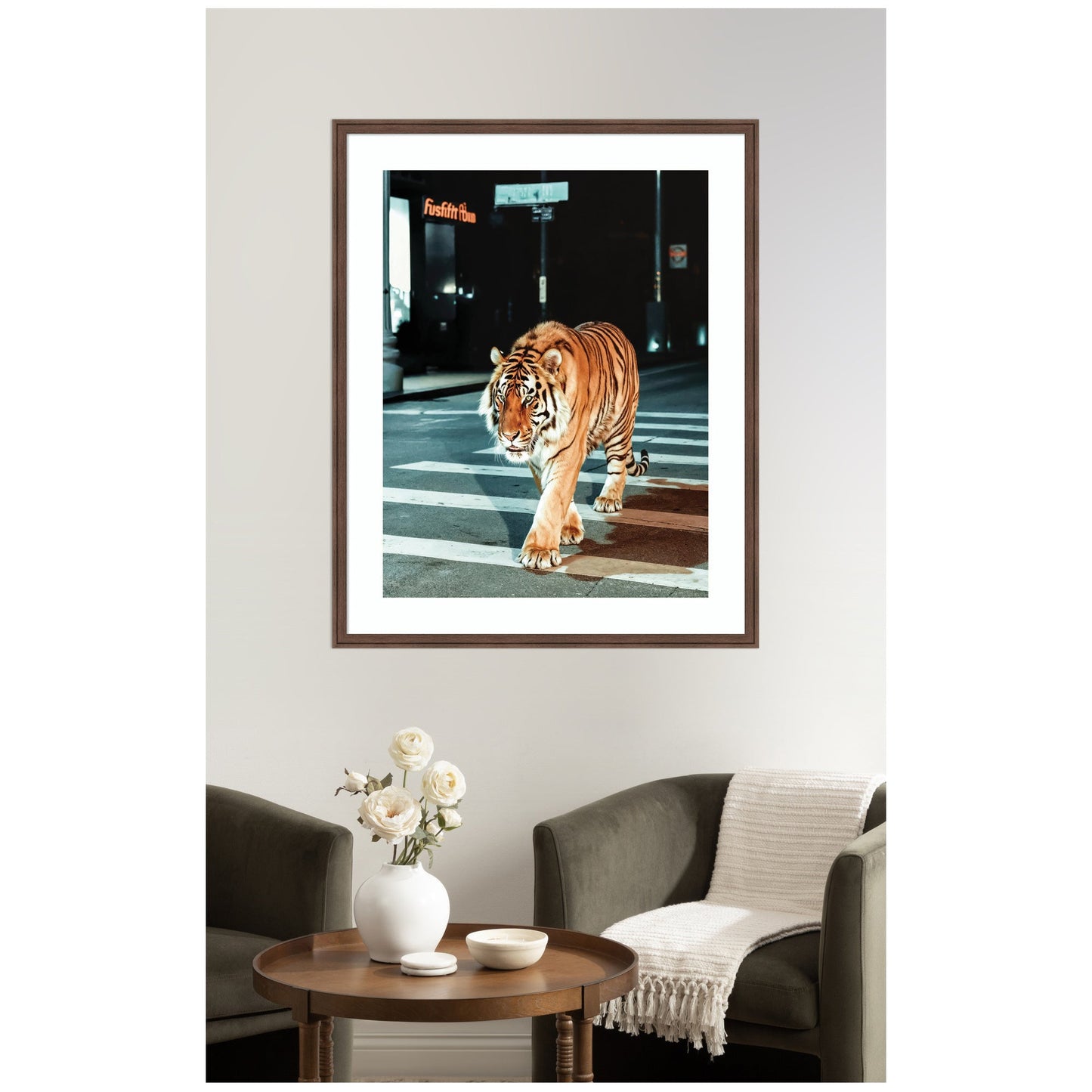 Limited Edition Tiger in the City at Night 2 by Michael Schauer