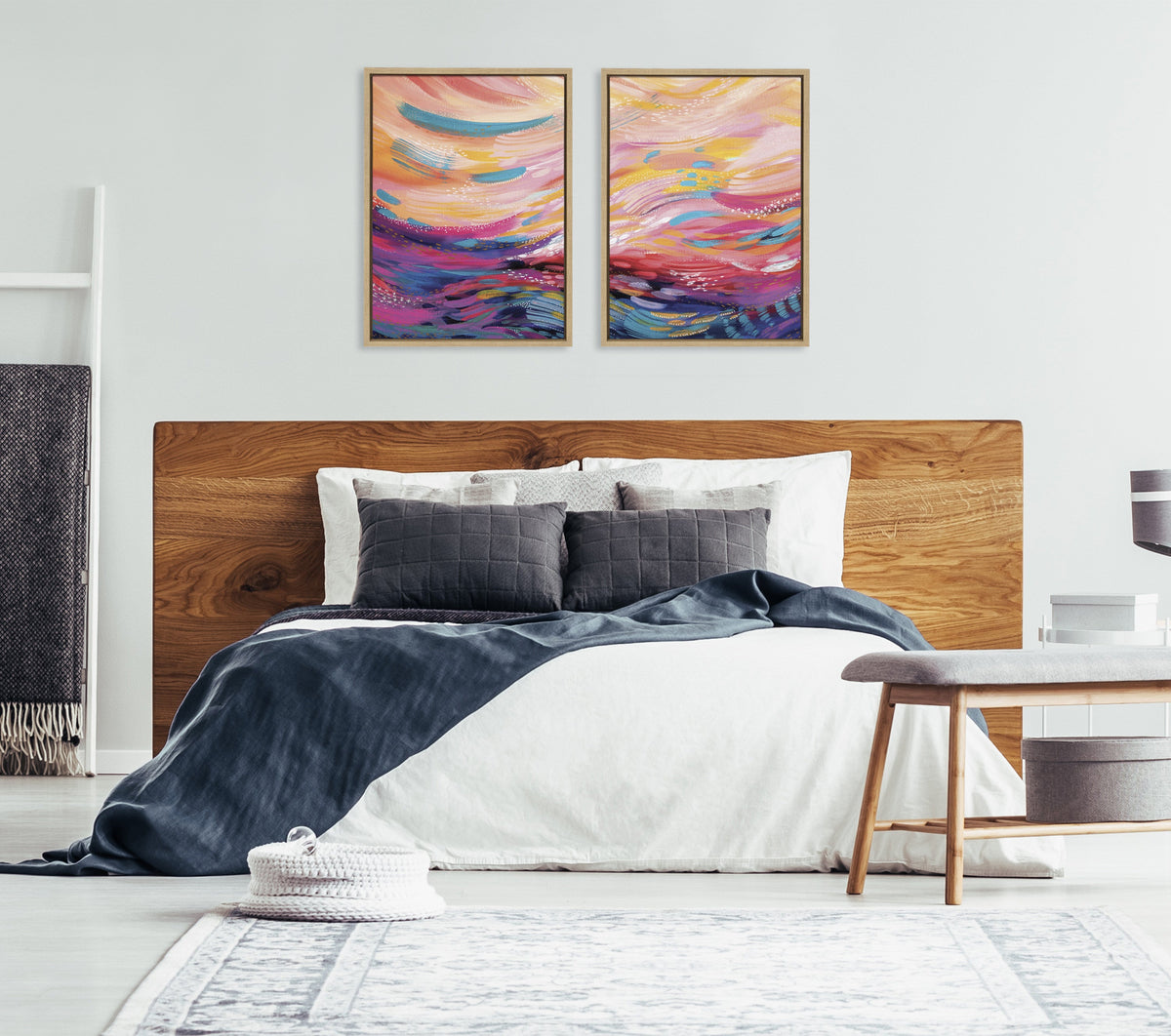 Sylvie Brush Strokes 90 Canvas Set by | 2-Piece Framed Diptych