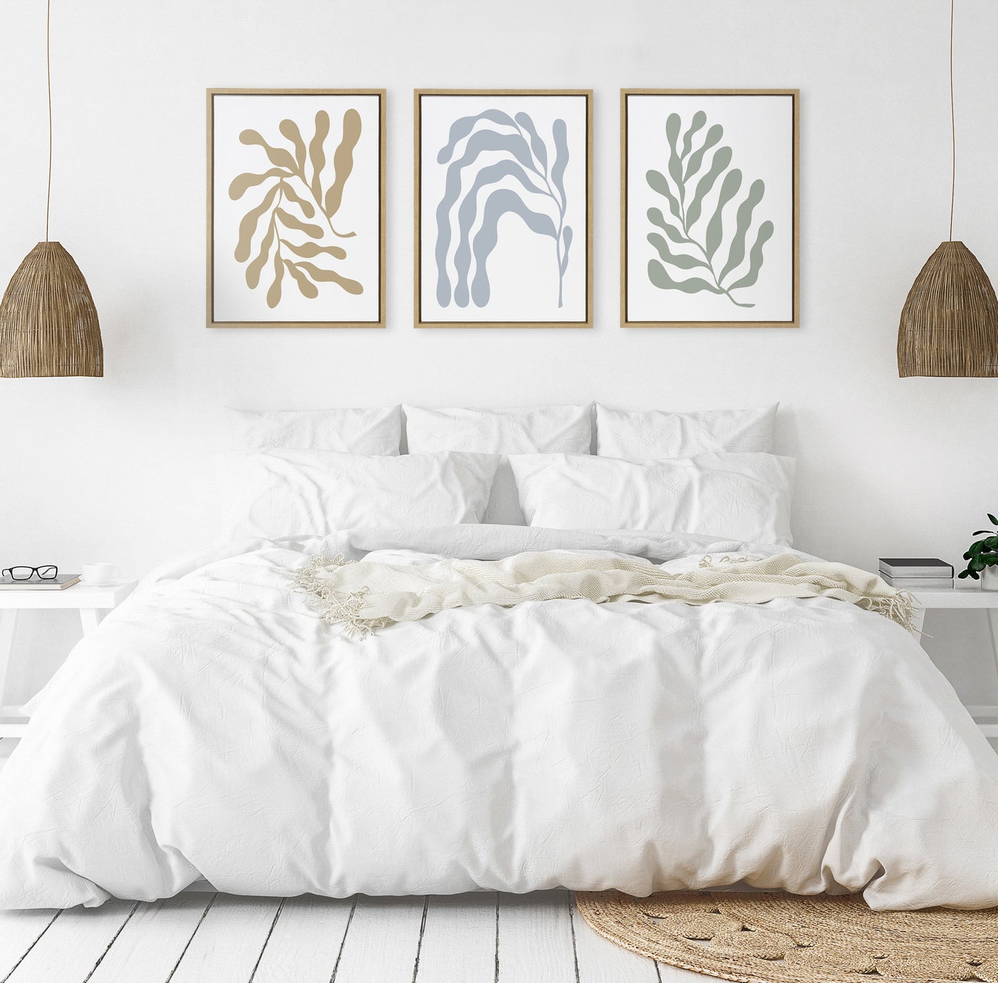 Matisse Inspired Abstract Botanicals Framed Canvas by The Creative Bunch Studio