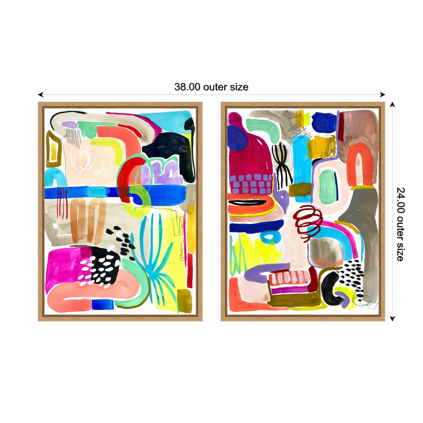 Colorful Abstract 10 and 12 Framed Canvas Art Set by Emma Daisy