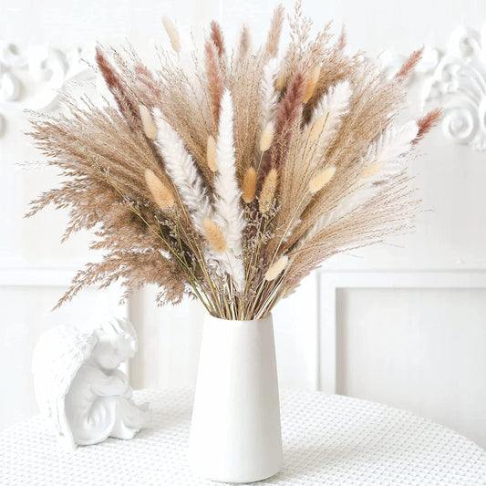 Boho-Chic Natural Dried Pampas Reeds - Hand-Selected Decorative Bouquet