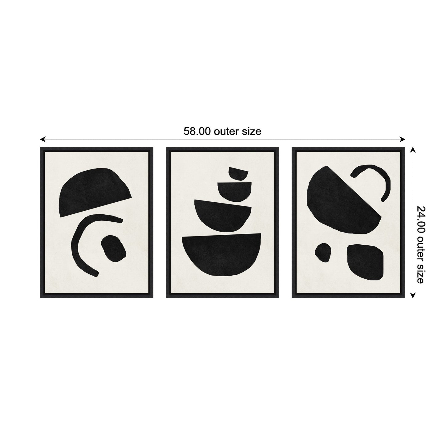 Sylvie Black Geometric Abstracts Framed Canvas Art Set by July Art Prints