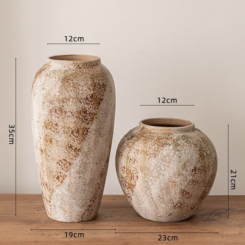 Artisan Wabi-Sabi Ceramic Vase & Dried Flower Set - Handcrafted Minimalist Centerpiece