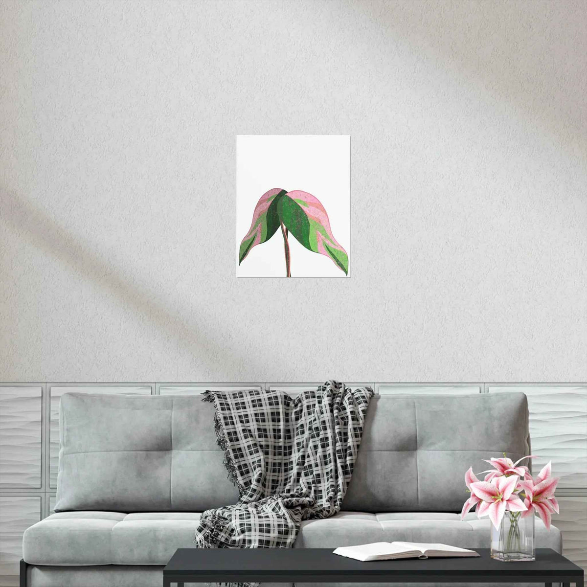 Pink Princess Philodendron Botanical Print – Unframed Wall Art