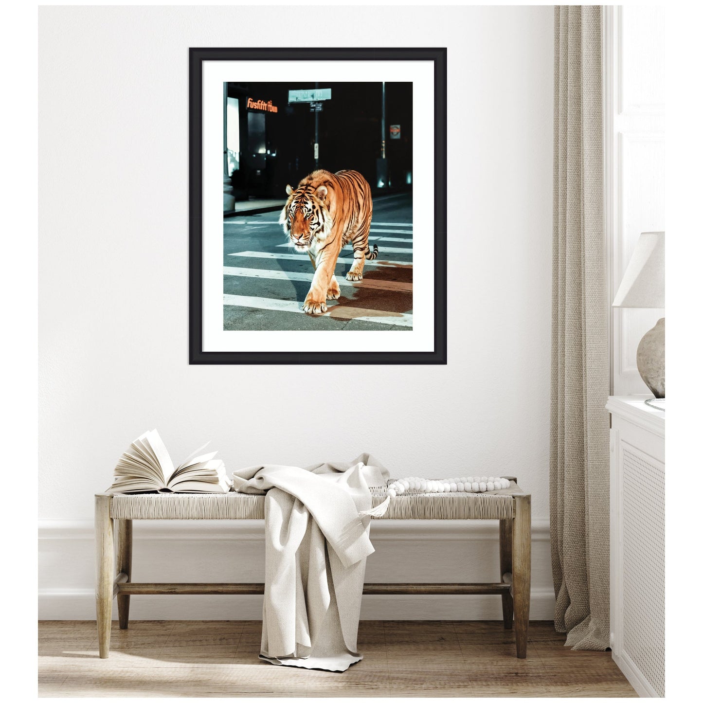 Limited Edition Tiger in the City at Night 2 by Michael Schauer