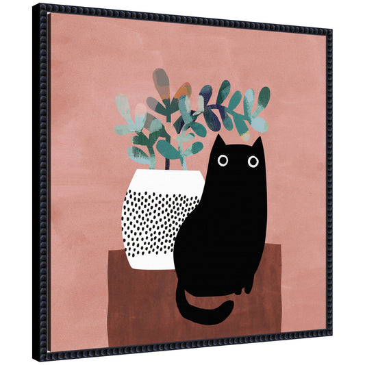 Black Cat No. 17 Framed Canvas Wall Art by Planet Cat