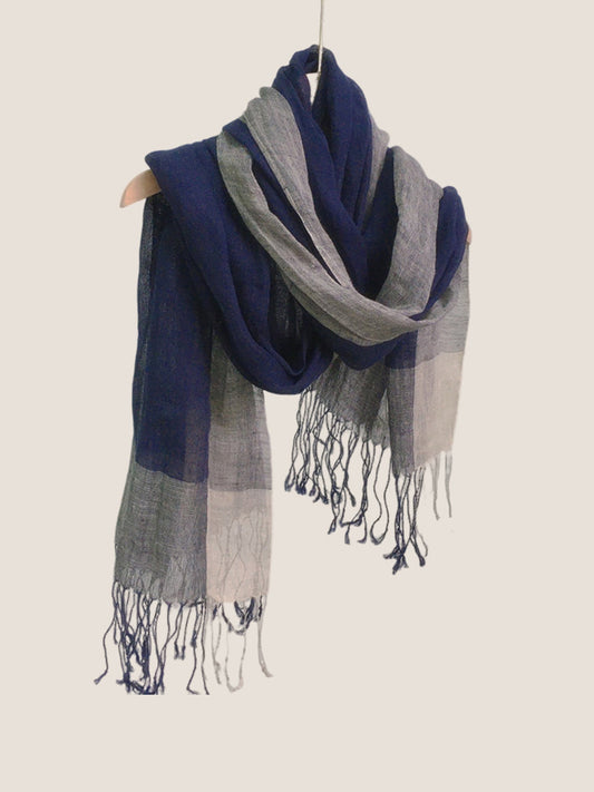 Lightweight Linen Checkered Scarf & Summer Shawl