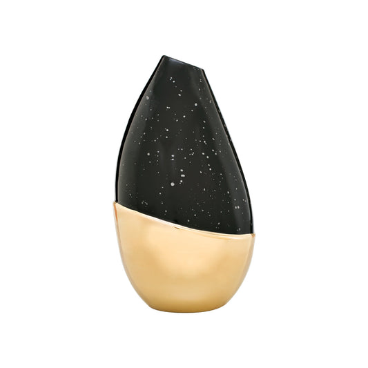 Black and gold vase on a white background