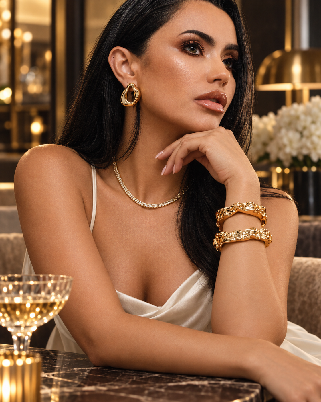 Nathalia Organic Textured Gold Open Cuff Bracelet