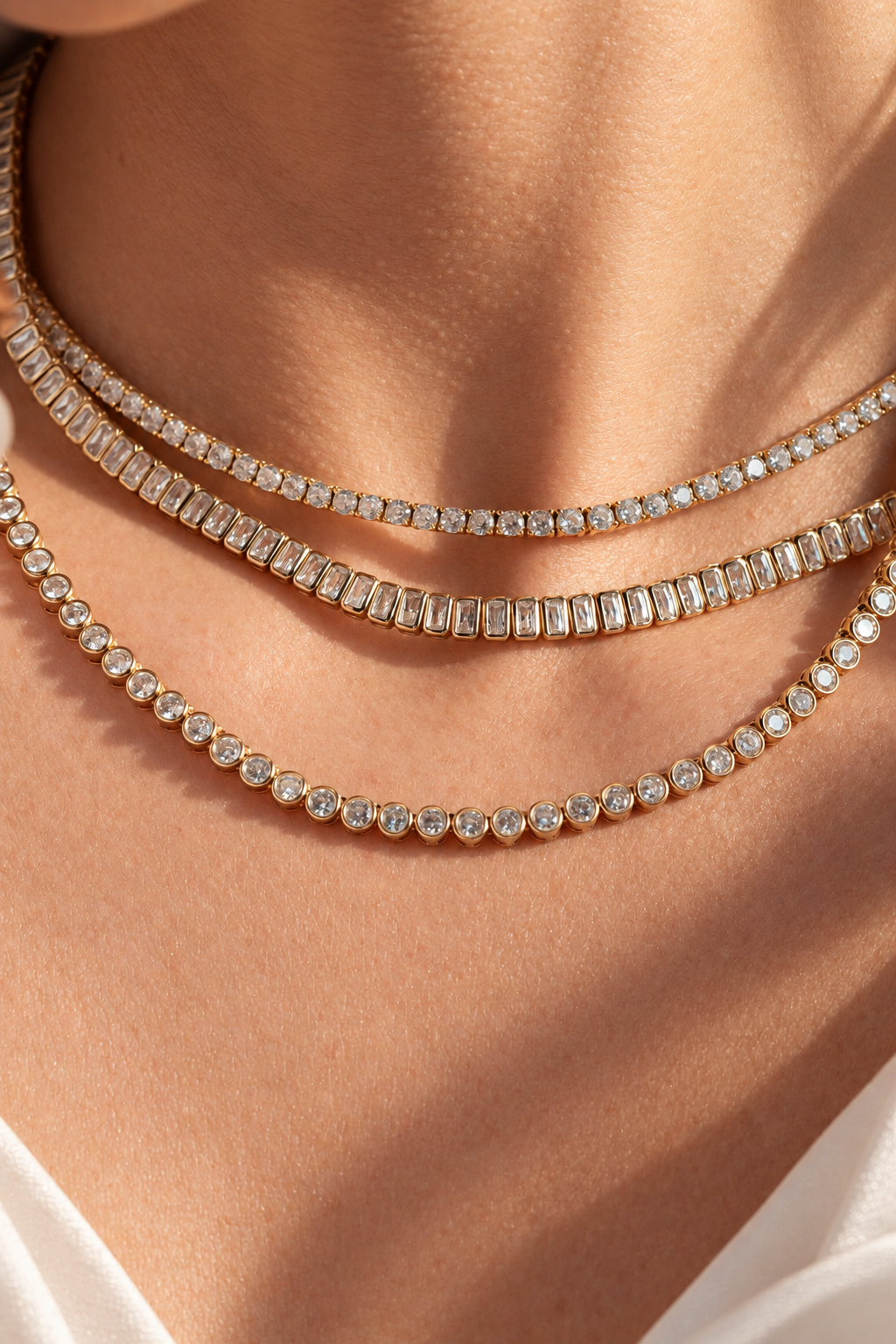 Cynthia 2MM Gold Round-Cut Tennis Choker Necklace