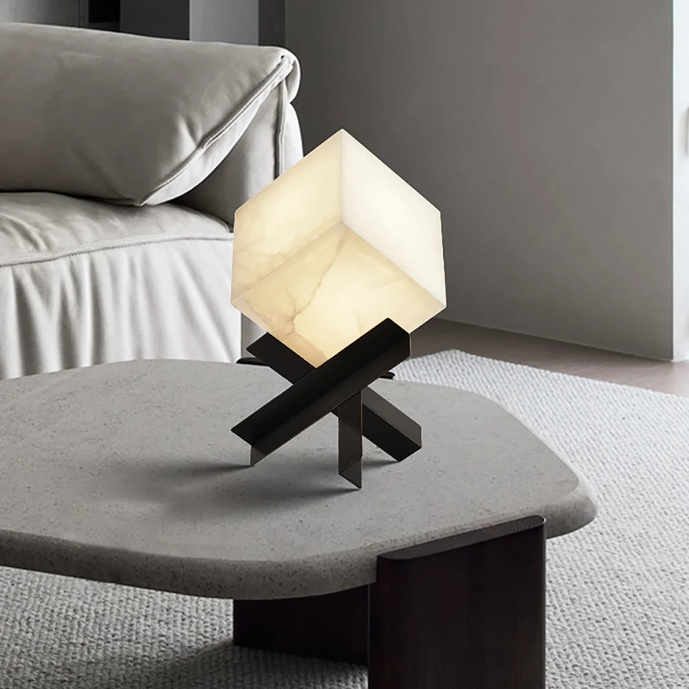 Cube Alabaster Table Lamp