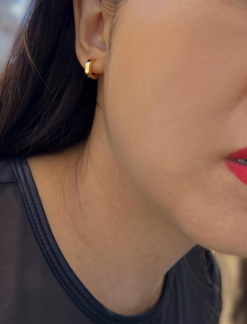 ESSENTIAL 18K Gold Over Sterling Silver Small Huggies Earrings