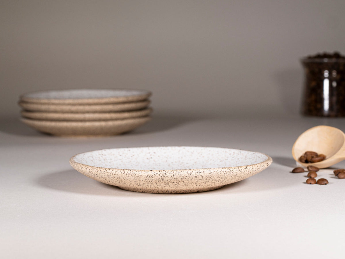 Cappuccino Cup, Latte Cup: Speckled/White, approximately 10-12 oz, Stoneware