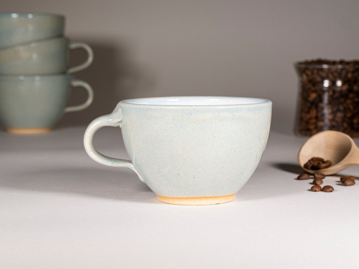 Cappuccino Cup, Latte Cup: Light Blue/White, 10-12 oz, Stoneware