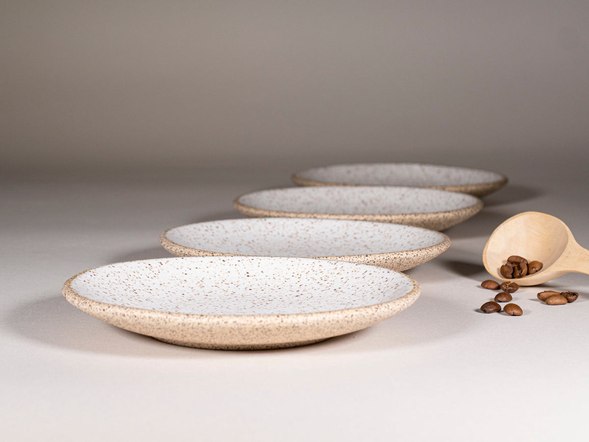Cappuccino Cup, Latte Cup: Speckled/White, approximately 10-12 oz, Stoneware