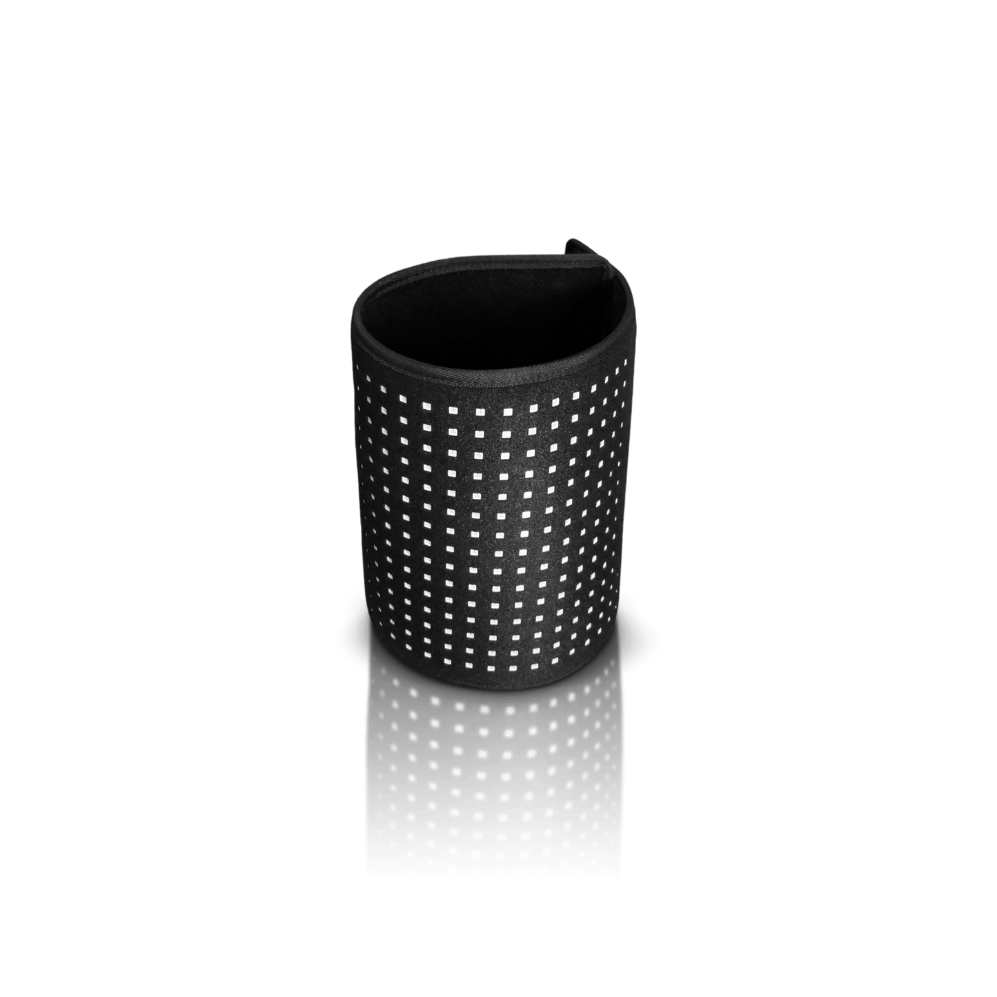 Black cup holder with grid pattern on a transparent background