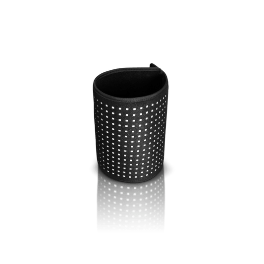 Black cup holder with grid pattern on a transparent background