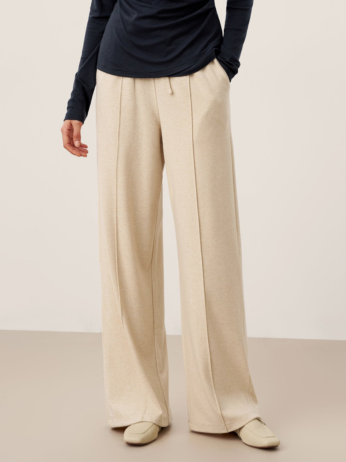 Tamsin Lyocell Blend Pin Tuck Straight Leg Trousers – Casual Drawstring Tailored Pants