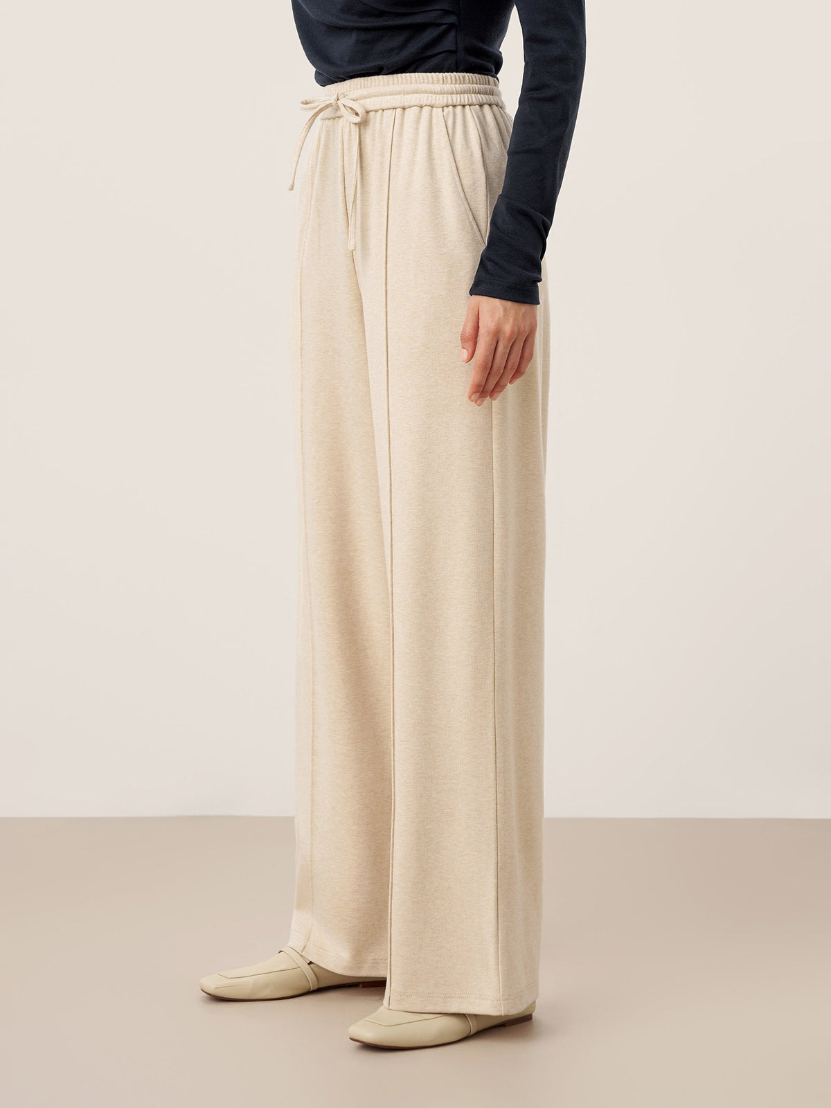Tamsin Lyocell Blend Pin Tuck Straight Leg Trousers – Casual Drawstring Tailored Pants