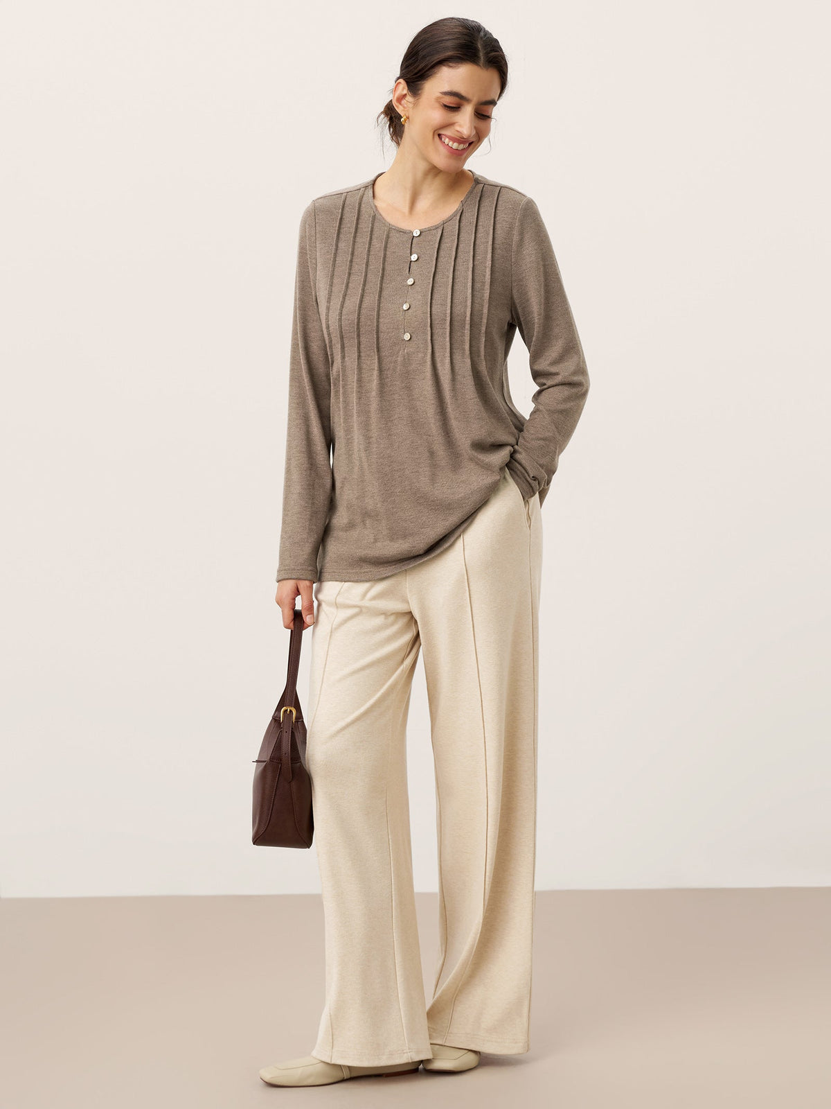 Tamsin Lyocell Blend Pin Tuck Straight Leg Trousers – Casual Drawstring Tailored Pants