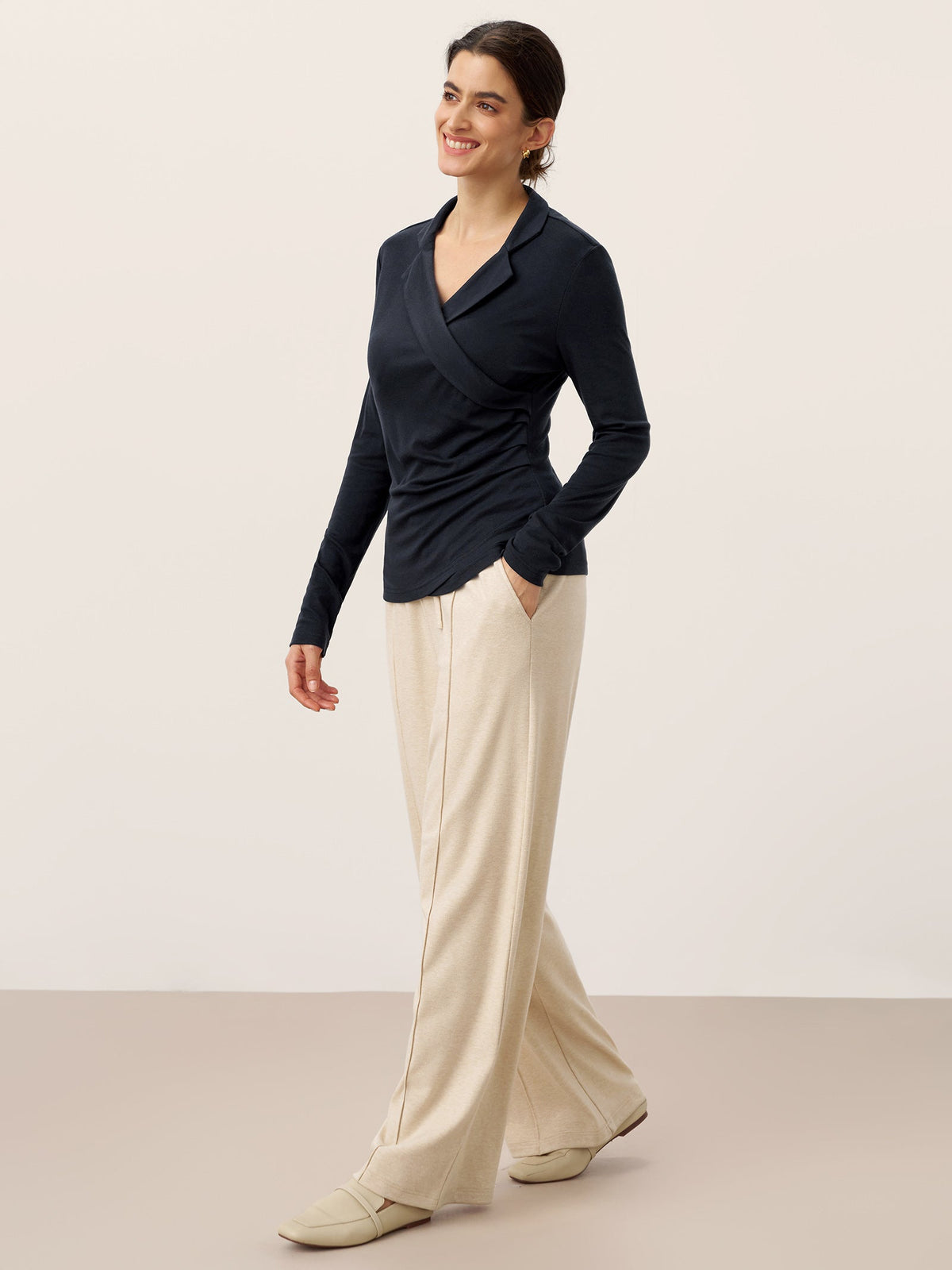 Tamsin Lyocell Blend Pin Tuck Straight Leg Trousers – Casual Drawstring Tailored Pants