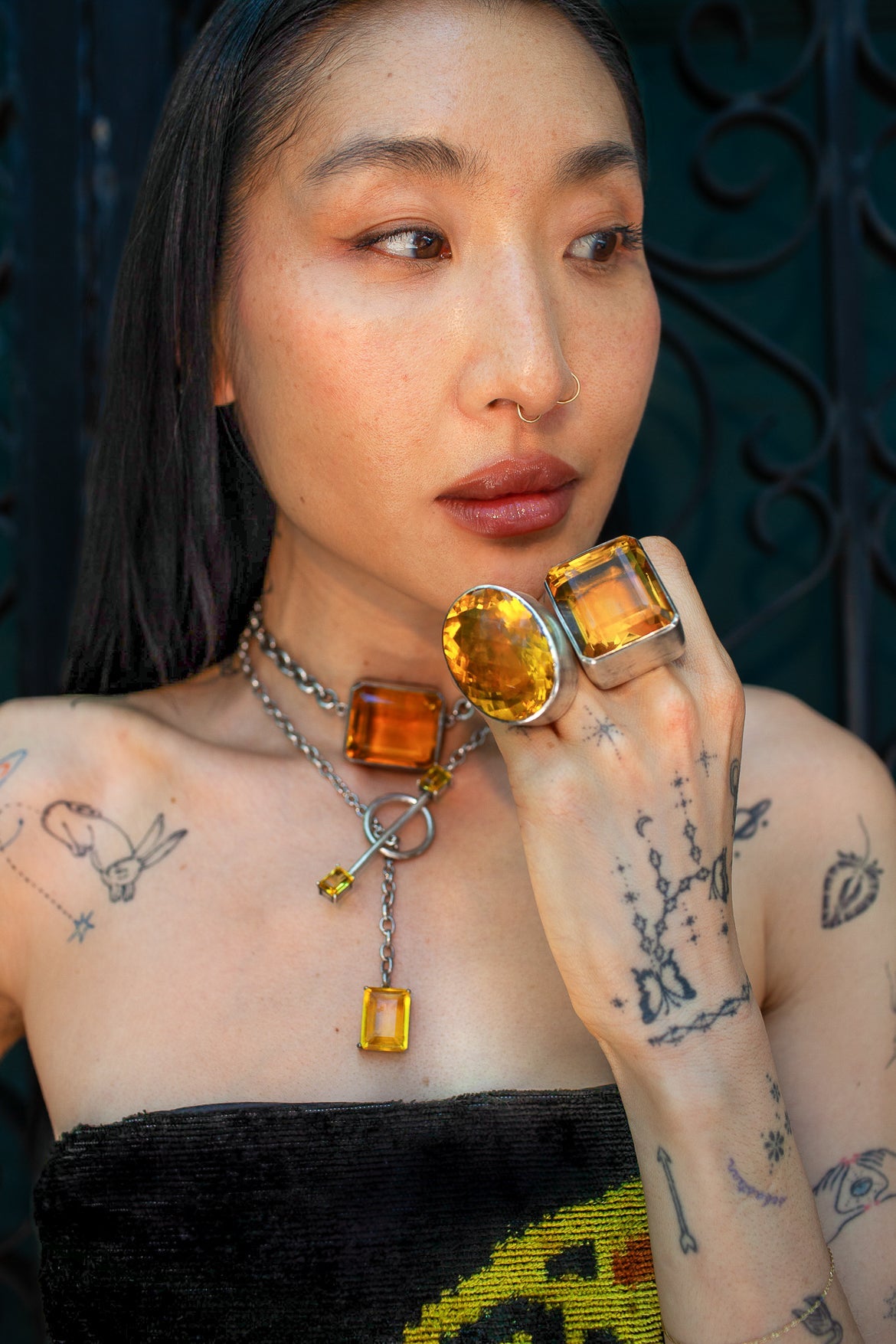 Square Goliath Ring in Golden Silver | Mia Vesper Architectural Statement Ring