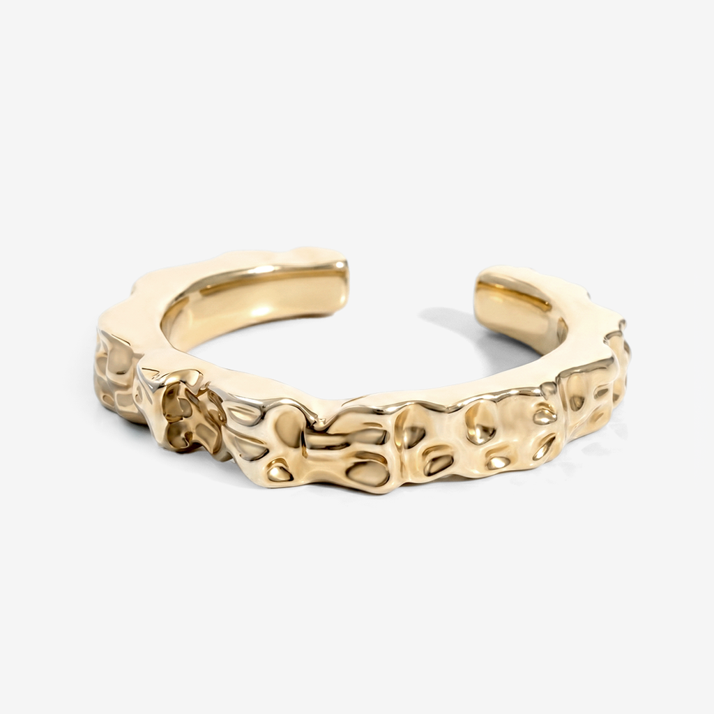 Nathalia Organic Textured Gold Open Cuff Bracelet