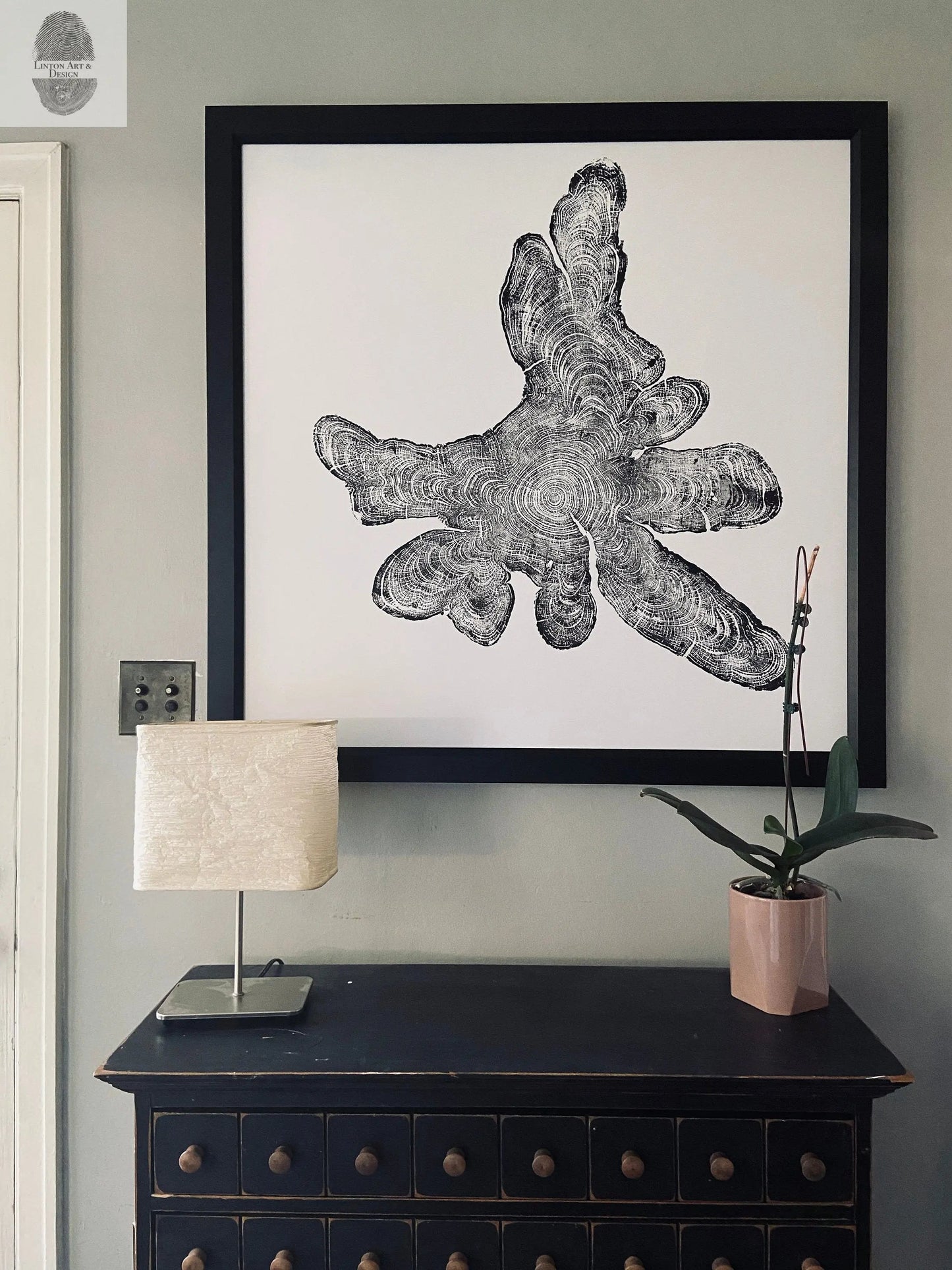 New York, Adirondack Mountains, Woodcut Print, Natural Wood Slices, Huge Wall Art, 36x36 inches