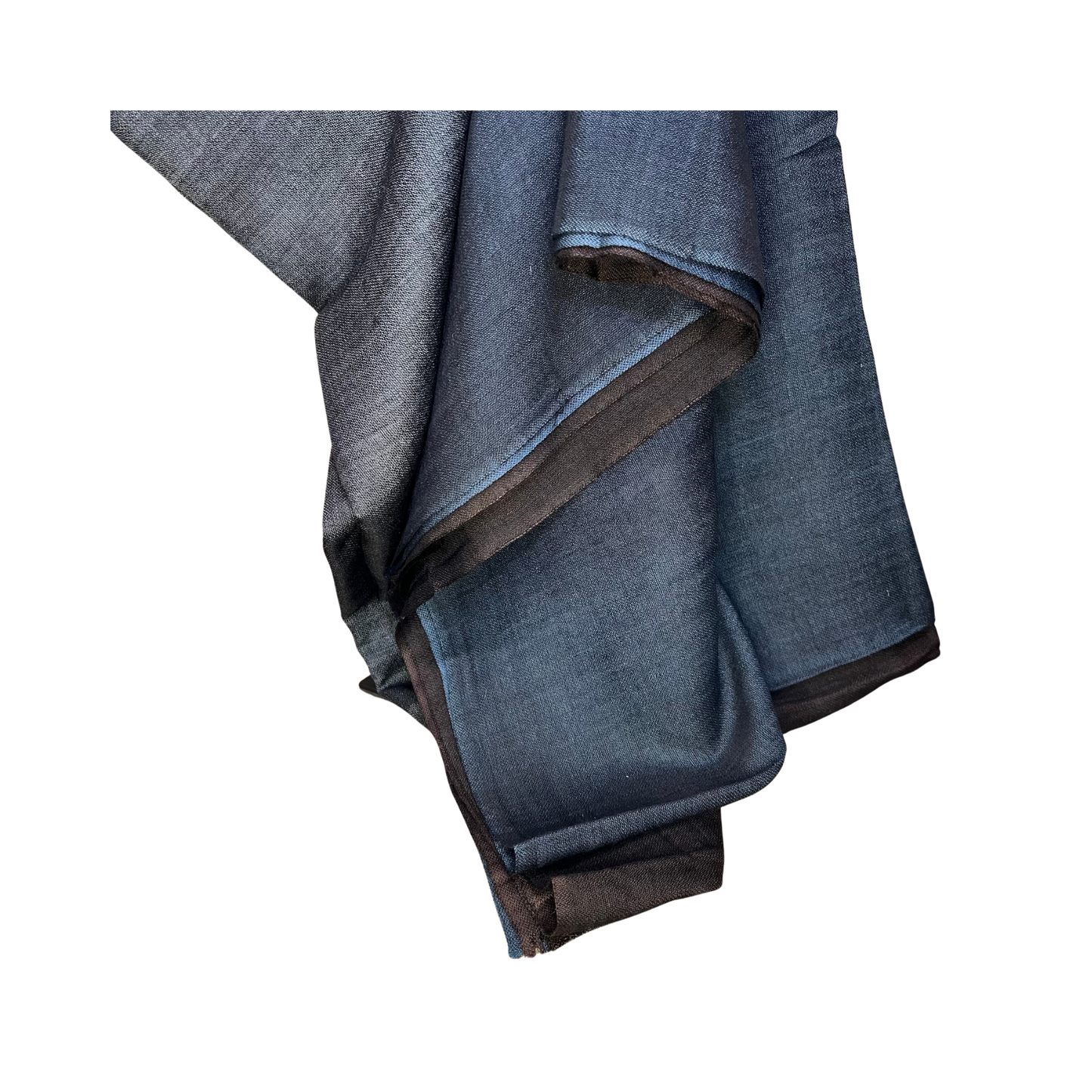 Ombre Wool Silk Throw Blanket - Charcoal Blue