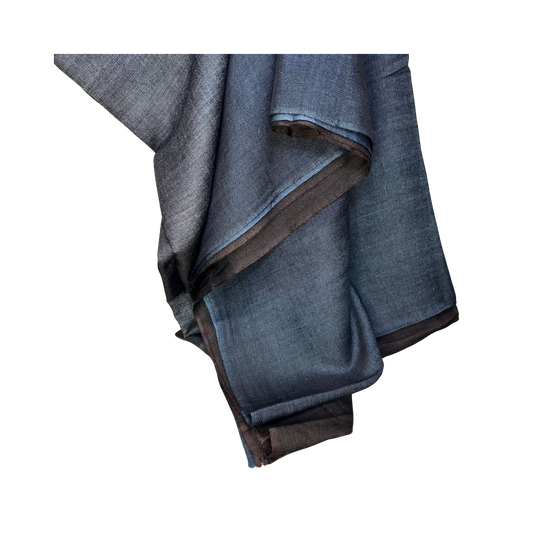 Ombre Wool Silk Throw Blanket - Charcoal Blue