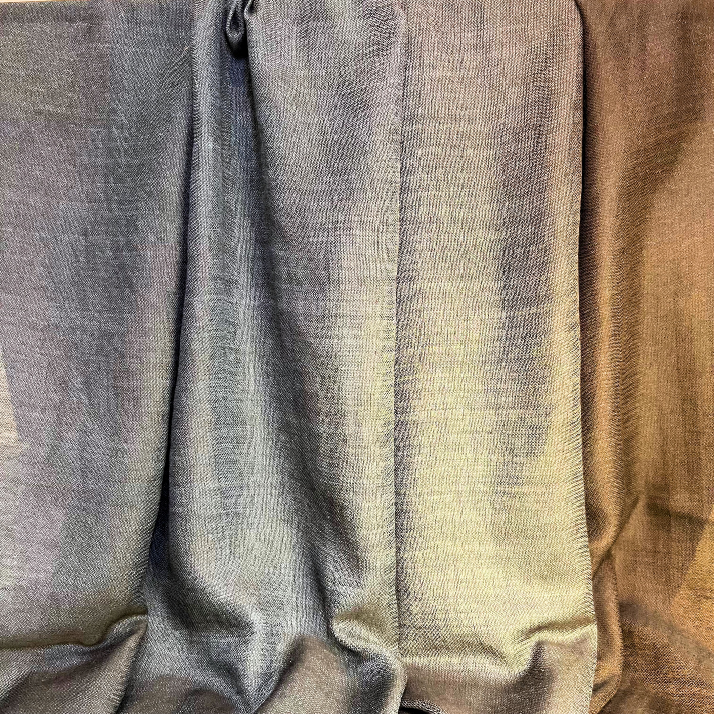 Ombre Wool Silk Throw Blanket - Charcoal Blue