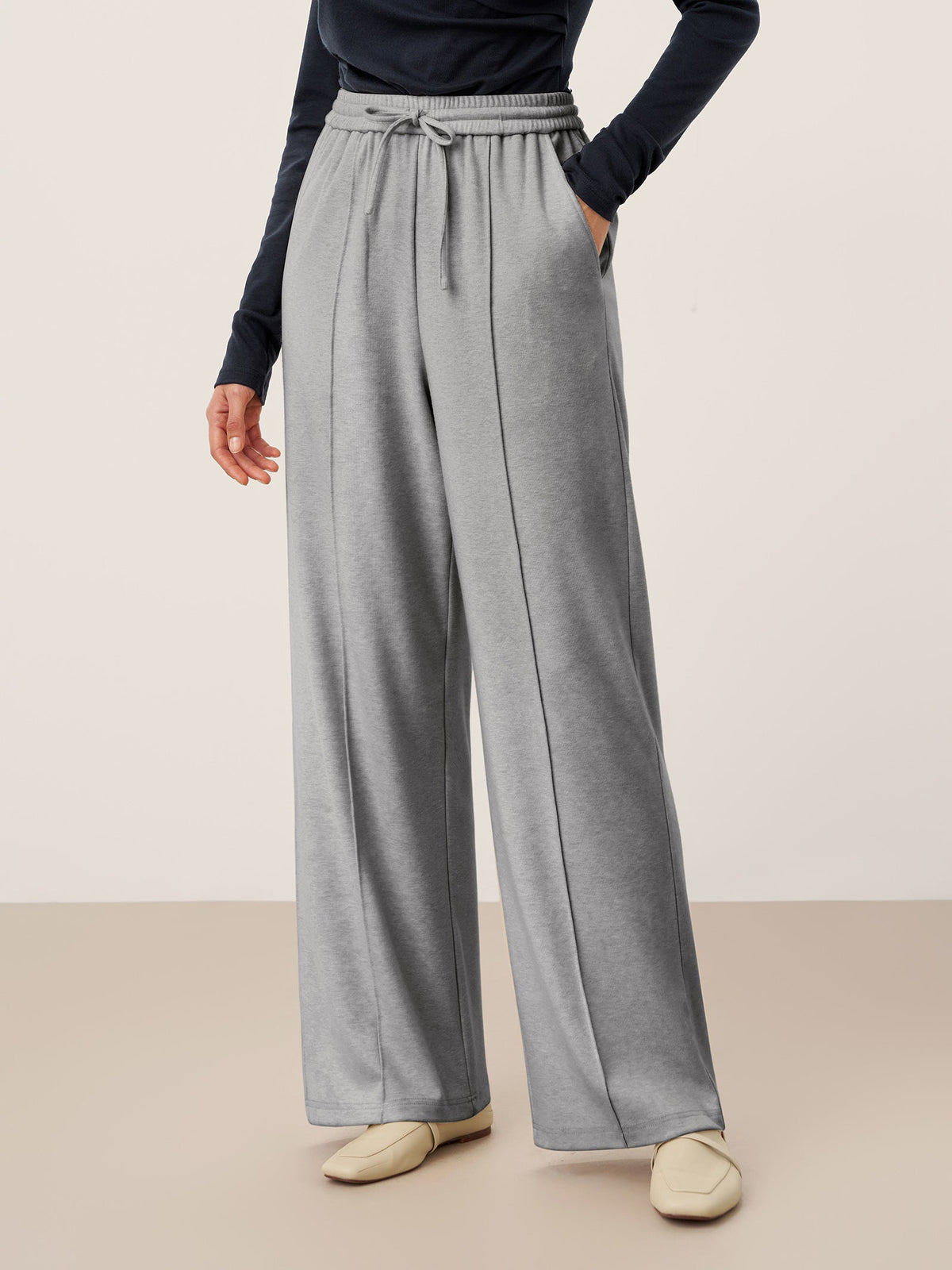 Tamsin Lyocell Blend Pin Tuck Straight Leg Trousers – Casual Drawstring Tailored Pants