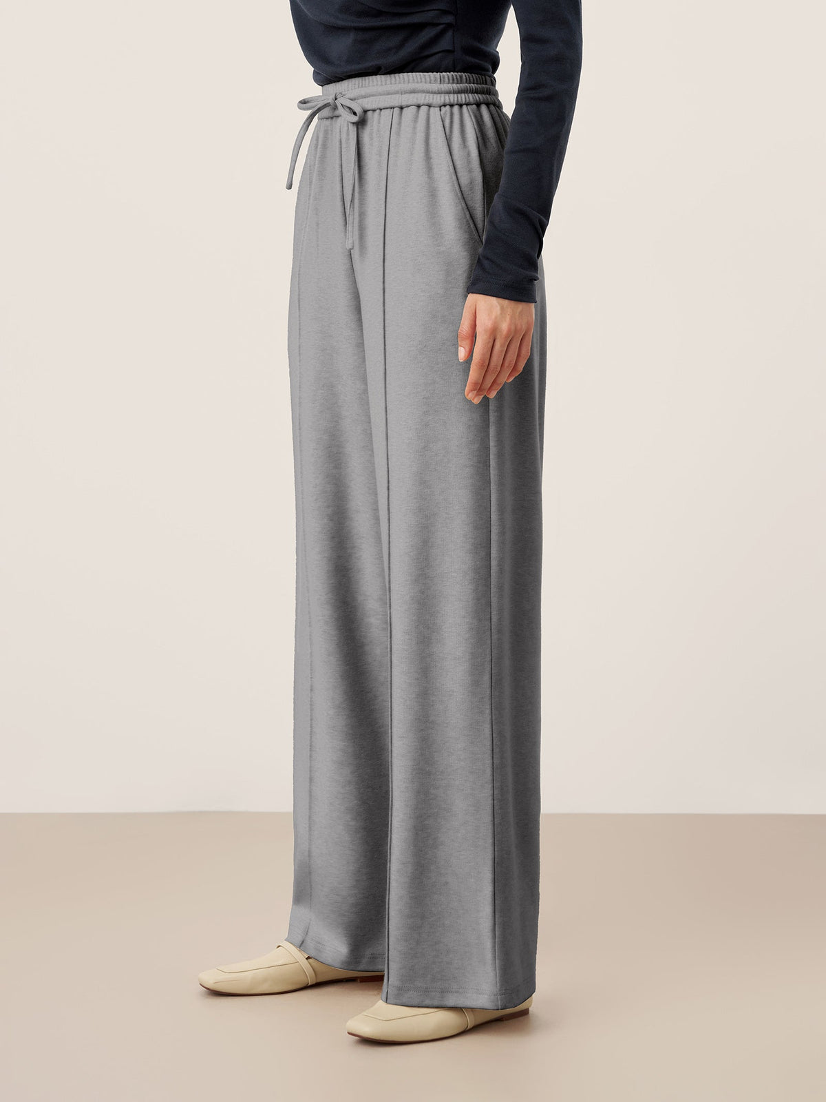 Tamsin Lyocell Blend Pin Tuck Straight Leg Trousers – Casual Drawstring Tailored Pants