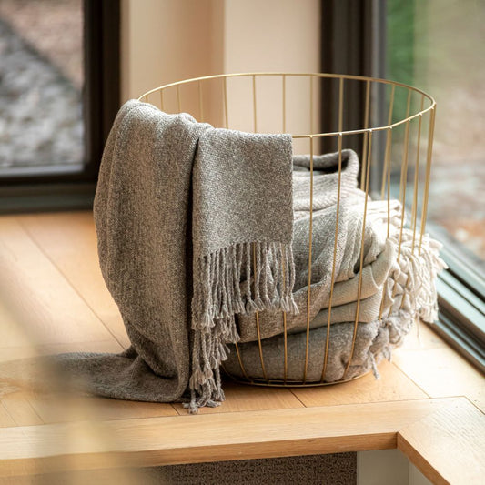 Handloomed Peruvian Pima Cotton & Undyed Baby Alpaca Graphite Throw Blanket From Peru - Kulsi Collection