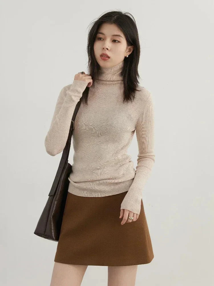 Slim Turtleneck Sweater Autumn Winter Knit Pullover