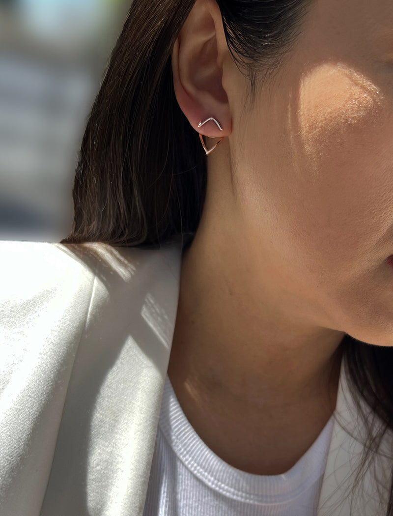 TRILL 2-Way Wishbone Stud Earrings | 18K Rose Gold Over Sterling Silver